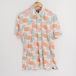 Faherty Men's Polo Shirt Sz M Short Sleeve Movement Pique Polo Paradise Palm